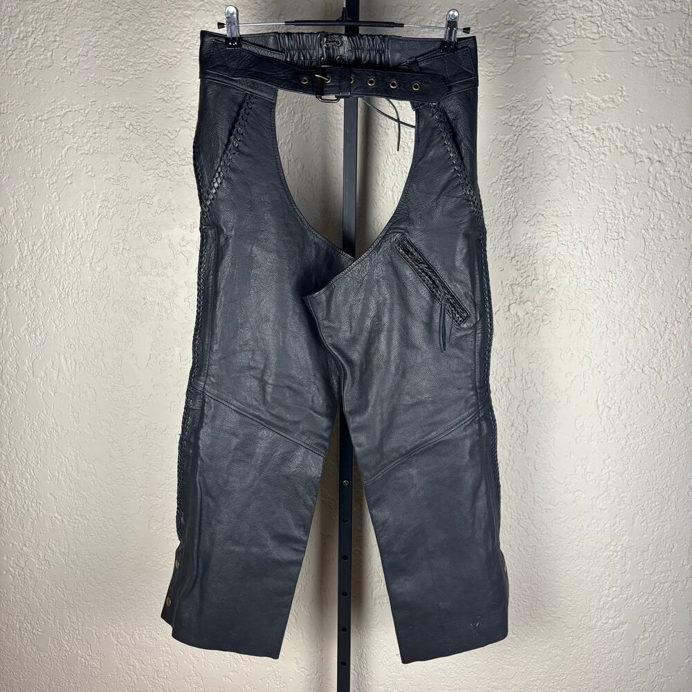 Unik Leather Motorcycle Biker Chaps Small Zip Up Pants